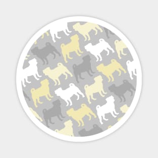 Grey and Yellow Pug Pattern Magnet